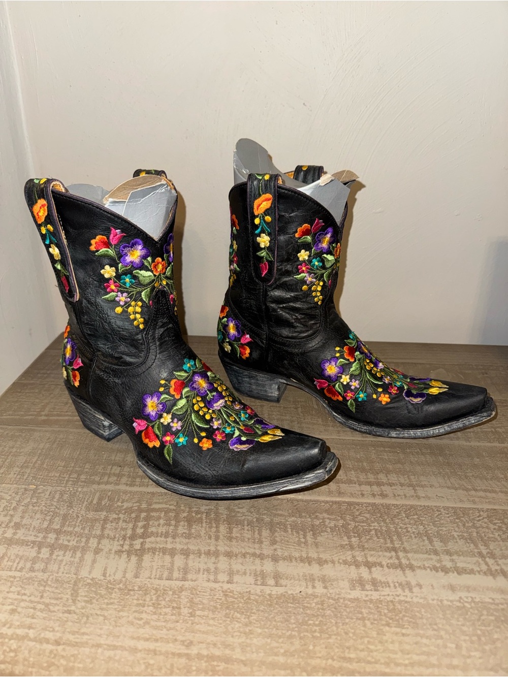 Old Gringo Sora Embroidered Floral Leather Western Cowboy Boots Black 7.5 - Picture 3 of 10